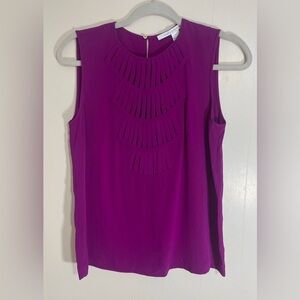 Diane Von Furstenberg 100% Silk Kaley Lily Crepe Sleeveless Purple Blouse Size 4